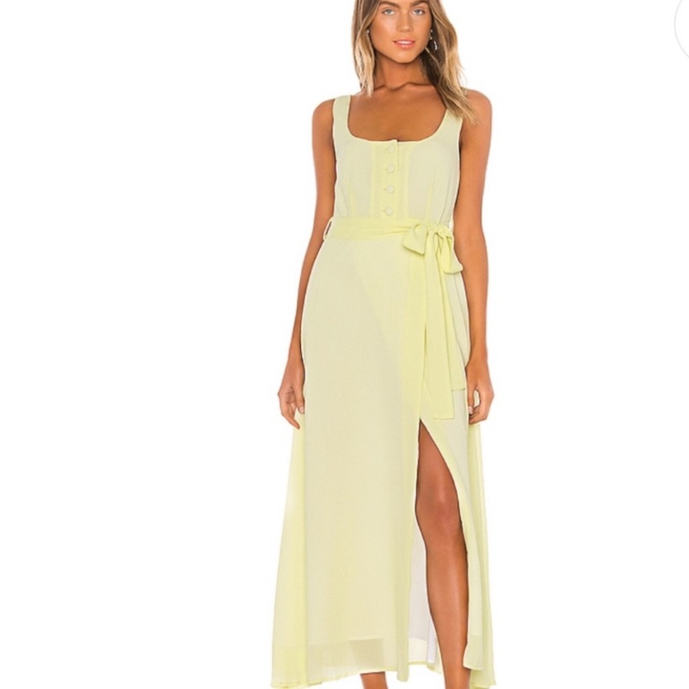 Line & Dot Light Yellow Maxi Wrap Dress